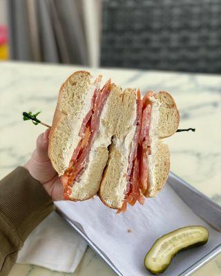 Lox, Bagel and Schmear of Cream Cheese Sandwich