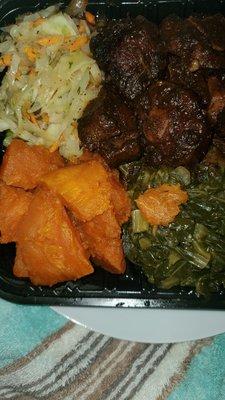 11/4/2024. oxtails, cabbage, yams and collad greens