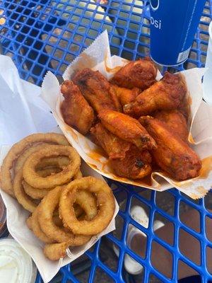 Chicken Wings and Onion Rings.