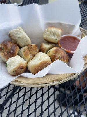 Complimentary garlic knots