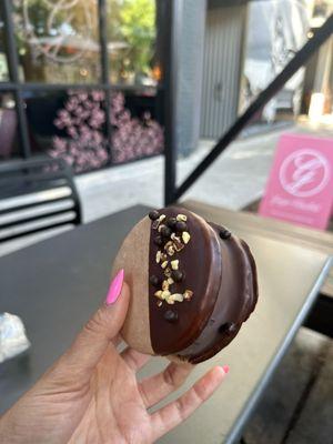 Dipped Rocky road frozen macaron sandwich