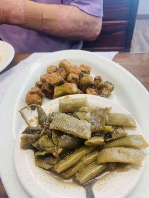 Okra, green beans.