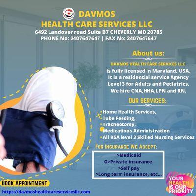 DAVMOS HEALTHCARE SERVICES LLC. Pls patronize us, thanks.