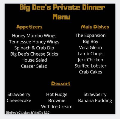 Private Dinner Menu