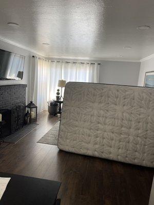 Mattress left in the living room after failed delivery