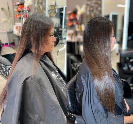 Before & after Micro keratin Before & after Micro keratin extensions 
 (ALSO DONE HAIR COLOR CORRECTION)