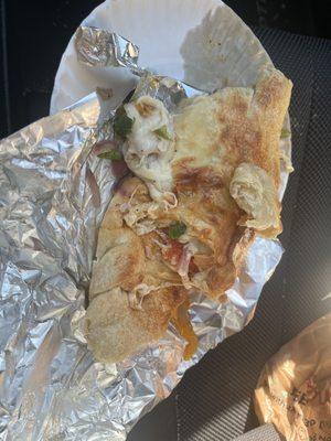 The Stromboli was large, greasy. and the filling was mostly cheese - awful item to serve to a customer.