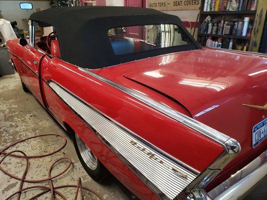 1957 Chevrolet Bellaire convertible top black stayfast cloth.