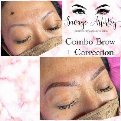 Cover up + combination Brow tattoo