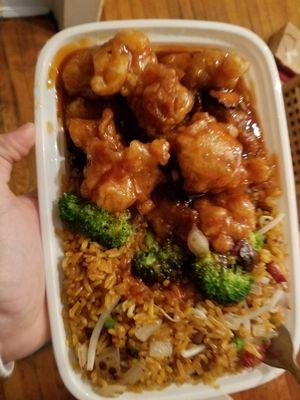 Orange chicken w pork fried rice