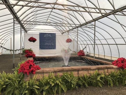 Large fountain display in area where complementary refreshments were provided to carry out.