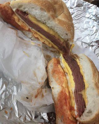 Pork roll (I call in Taylor ham but I don't want to confuse you southerners.) egg and cheese on a Kaiser