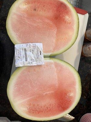 The photo actually makes the watermelon look more pink than it is.  It's practically white.