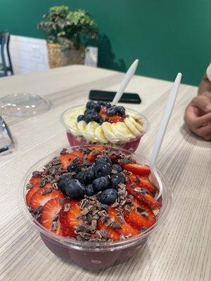 Mixed Berry Chocolate Bowl and Dragon Fruit Bowl