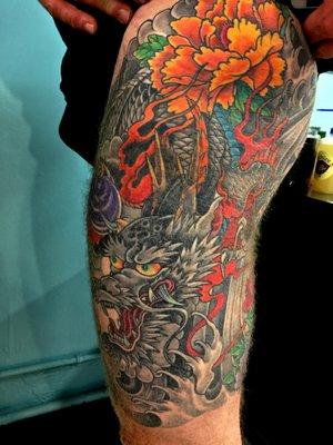 Dragon-Peony Flower / Japanese Tattoo