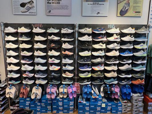 Shoe Wall: Hoka, New Balance, Saucony, Nike, Asics, Brooks, Altra, ON Running