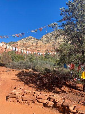 Amitabha Stupa and Peace Park prayer flags