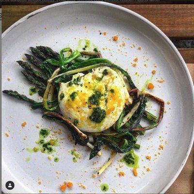 Burrata, Asparagus, shaved Bottarga