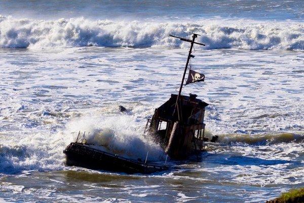 King tide swallowing the Point Estero shipwreck Jan 2023!