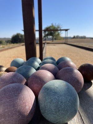 Nice big, double bocce ball court.