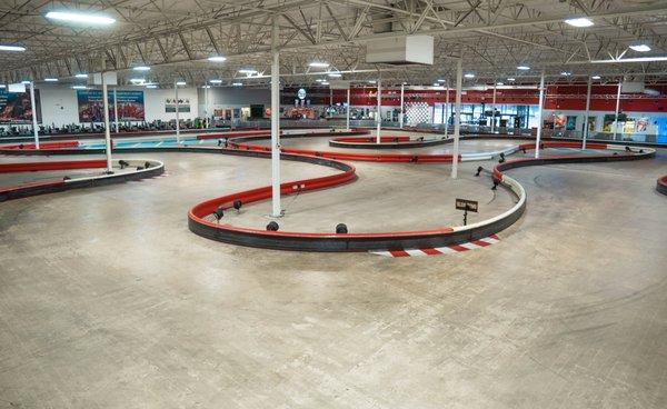 No outdated tire barriers here! Our indoor track uses the latest and safest barriers in the industry.