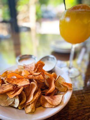 Lodge chips with ranch and blue cheese - snag a free one of these with a Yelp checkin!