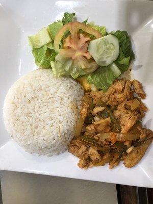 Bacalao green salad and white rice