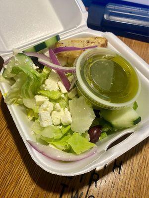 Very good Greek side salad. The dressing was excellent