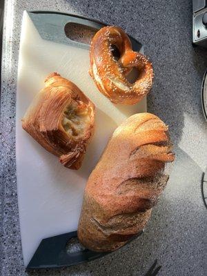 Rye bread, pretzel, jalapeno cheese danish.