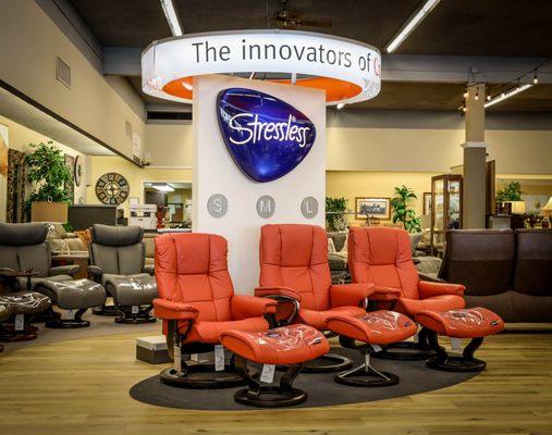 Offering patented comfort and incredible support, Stressless seating from Ekornes is endorsed by the American Chiropractic Association.