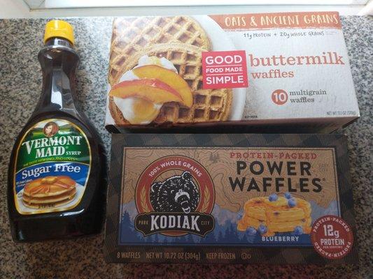 Healthy waffles + sugar free syrup