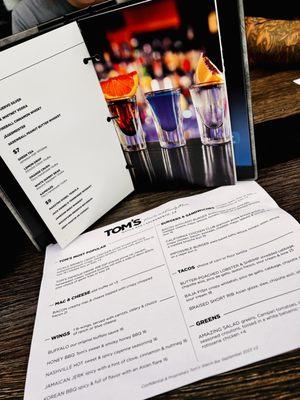 Drink Menu in a sleek looking book.