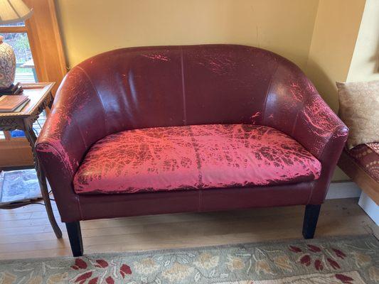 Originally cheap leather upholstery. Willing to consider higher grade leather or fabric.