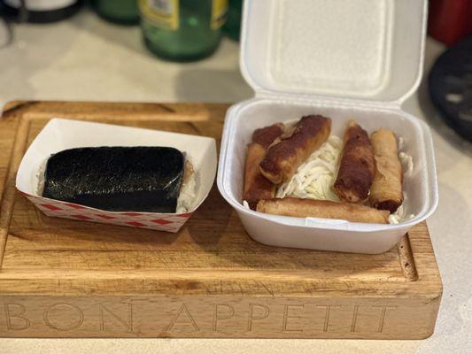 Grilled SPAM Musubi Lumpia Shanghai - the only good things from our meal