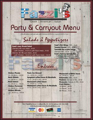 Party & Carryout Menu