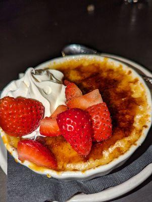 Creme brulee with strawberries and cream!