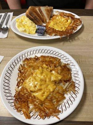 Hash browns scattered covered