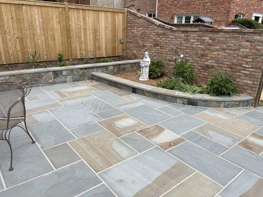 The thermal surfaced Flagstone patio and garden walls