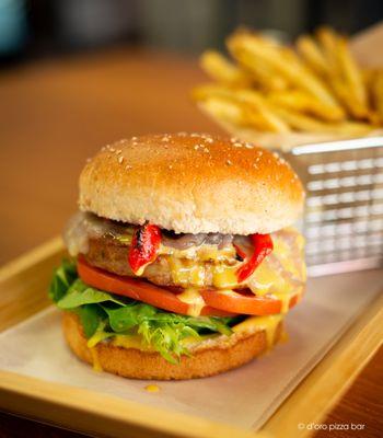 Italian Sausage Burger and Rosemary Fries