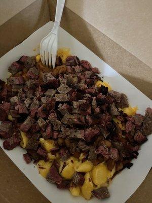 Brisket and mac and cheese, generous portion and not bad.