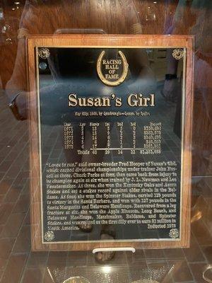 Susan's Girl is in The Racing Hall of Fame.