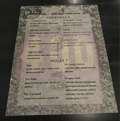 Drink menu ( Alcoholic)