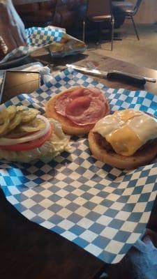 Cheeseburger....loved the fancy cheese. Not a pre formed patty. Pretty good little gut bomb!!