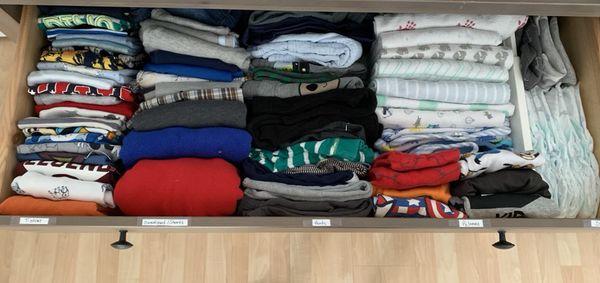 Organization of clothes per roll