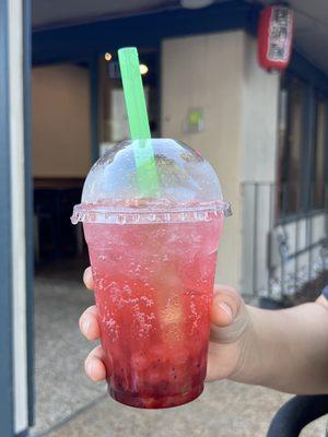 Shirley Temple with dragon fruit boba.