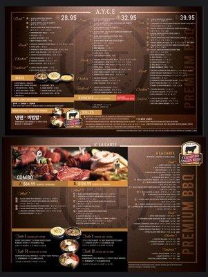 Master Kim's menu (available on their website as well)