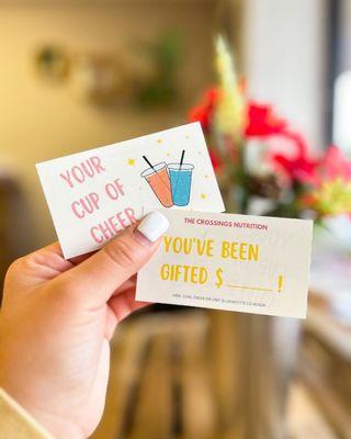 Give the gift of a mega tea this holiday season! 
Gift cards are available for purchase and make perfect stocking stuffers!!