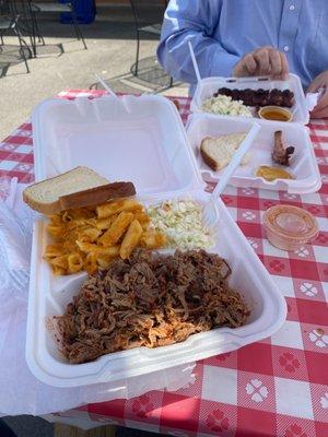 Pulled pork plate! Rib plate!