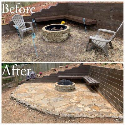 Flagstone patio with gravel