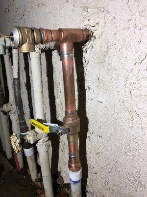 Replacement of water service main and pressure relief valve